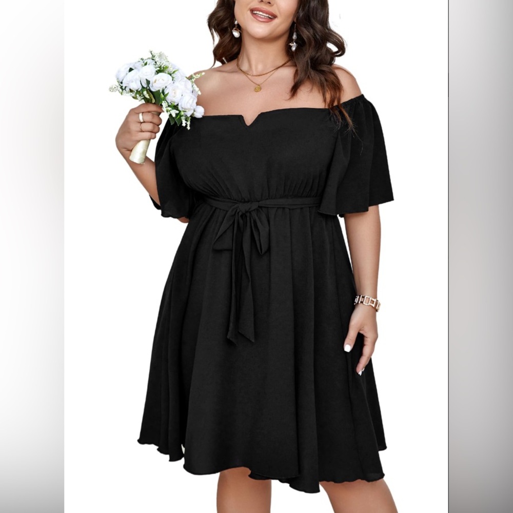 Amazon Black Off-Shoulder Mini Dress